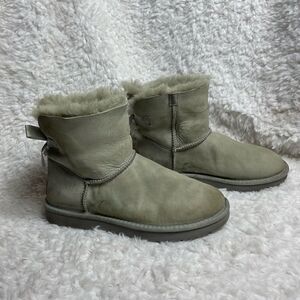 Ugg Baley short boots leather gray suede short boots with sheep skin lin…